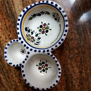 3 part Spanish Olive dish hand painted